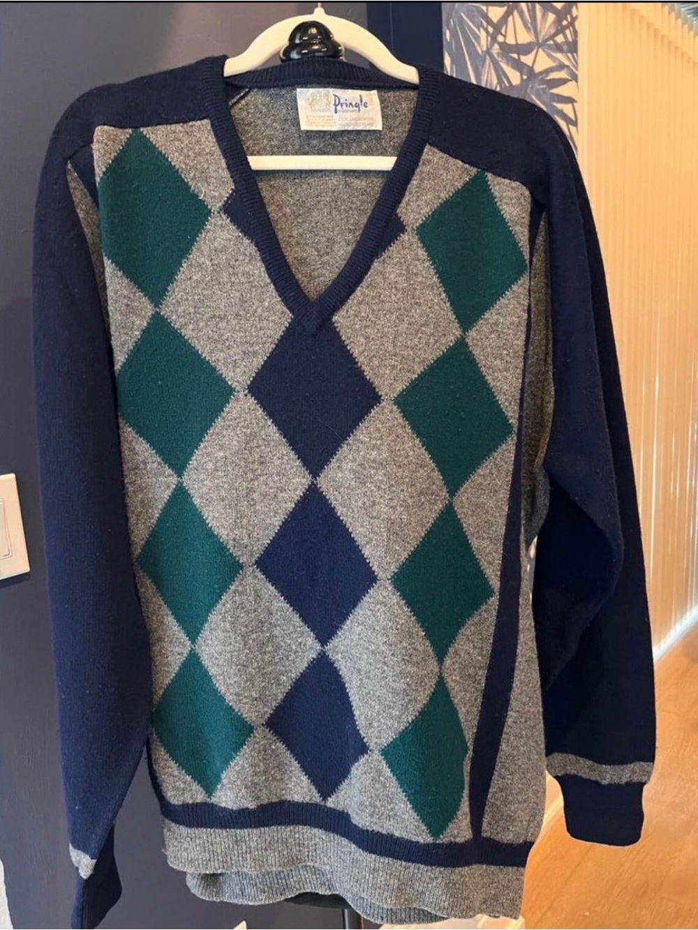 Vintage Men’s sweater argyle Pringle of Scotland